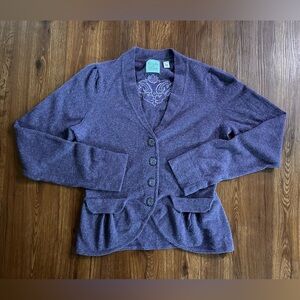 Kimchi & Blue Purple Wool & Rabbit Hair Blend Embroidered Cardigan
